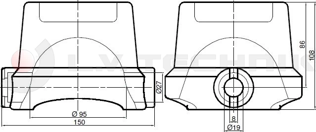 Billenő gömb készlet 95mm függőleges 25 t.