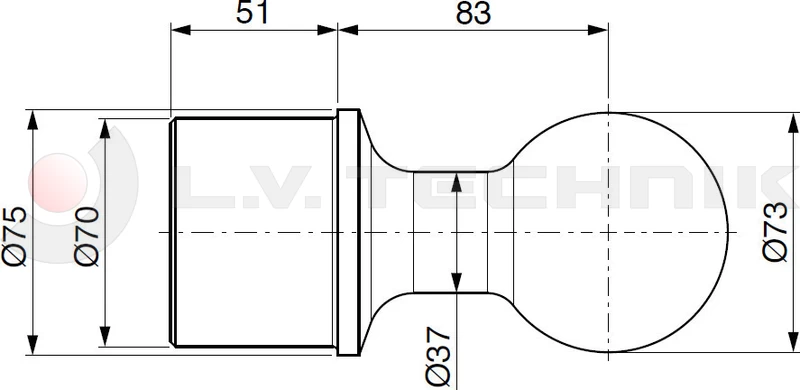 Billenő gömb készlet 73mm vízszintes 5t