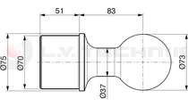 Tipping ball set 73mm horizontal 5t