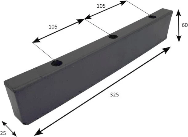 Ütköző gumi 325 x 60 x 25 Schmitz 3 furat