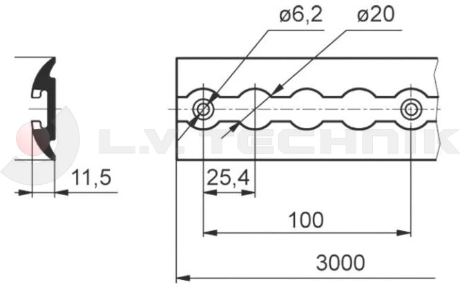 Airline rail 3m