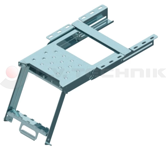 Pullout ladder with platform