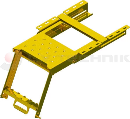Pullout ladder with platform