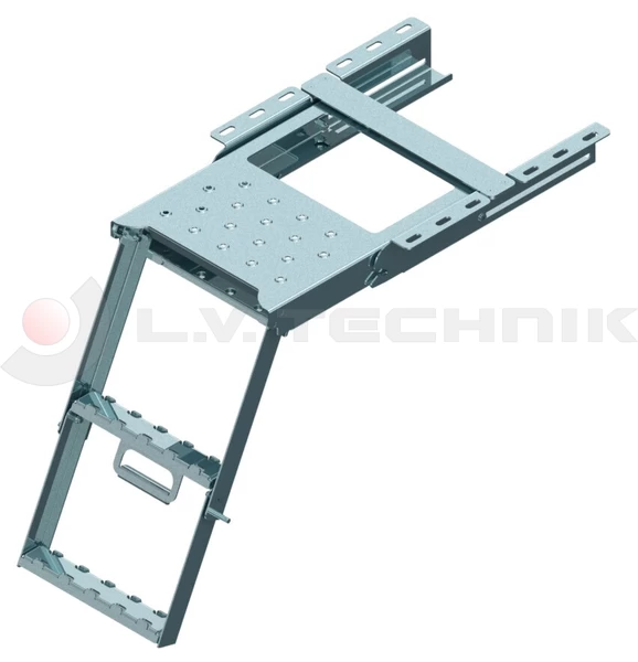 Pullout ladder with platform