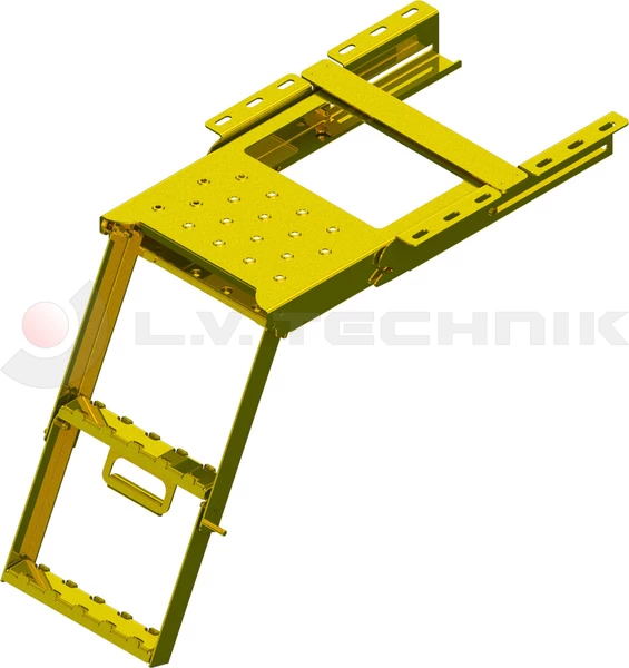 Pullout ladder with platform