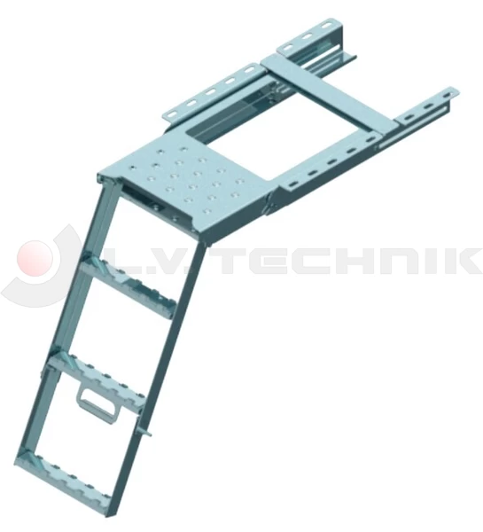 Pullout ladder with platform