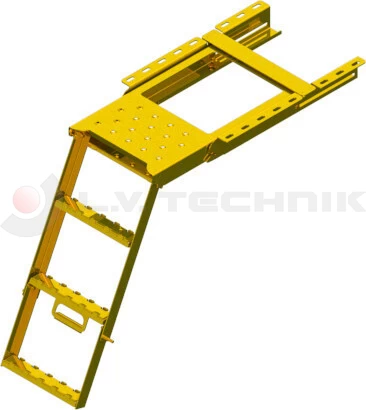 Pullout ladder with platform