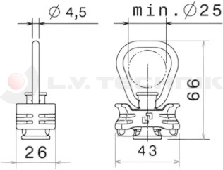 Airline hook 25mm LC5kN