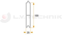 Alu profile 150x25 3300mm reinforced