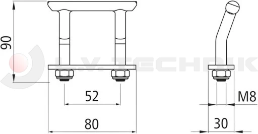 Rögzítő fül alapkeretbe lemezzel 2000kg M8