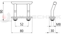 Rögzítő fül alapkeretbe lemezzel 2000kg M8