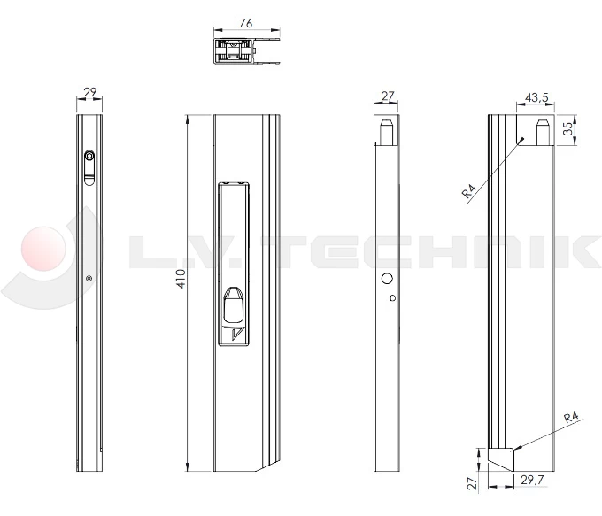 Zár 400 mm sima Max Open bal