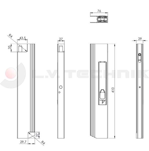 Zár 400 mm sima Max Open jobb