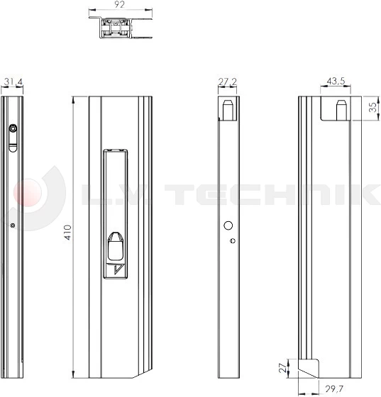 Zár 400 mm peremes Max Open bal