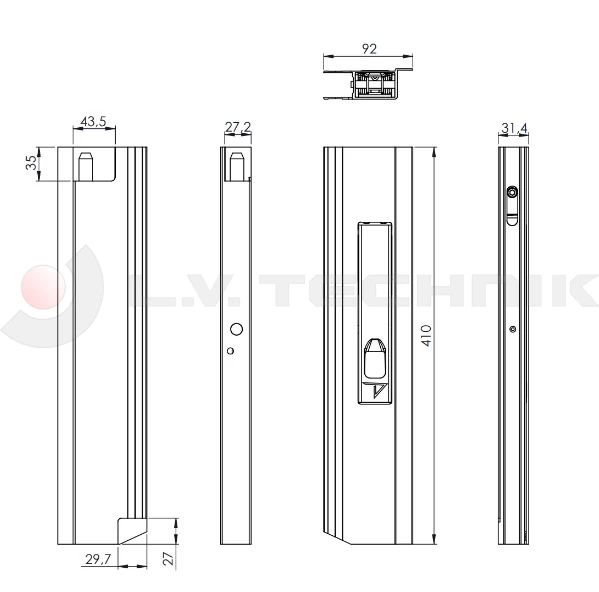 Zár 400 mm peremes Max Open jobb