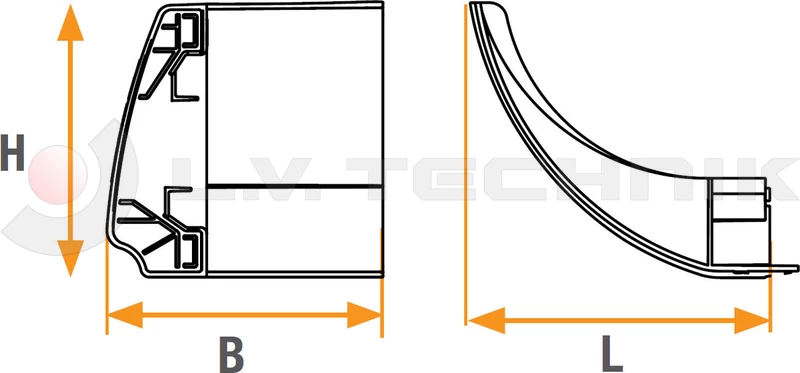 Header for 150mm lateral protection left