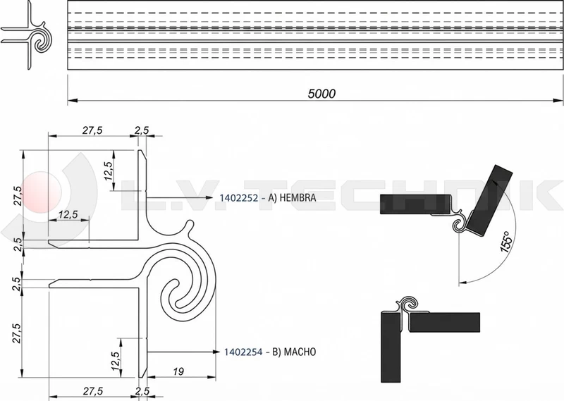 Spiral Profile Hinge 5m
