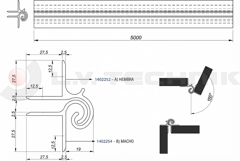 Spiral Profile Hinge 5m