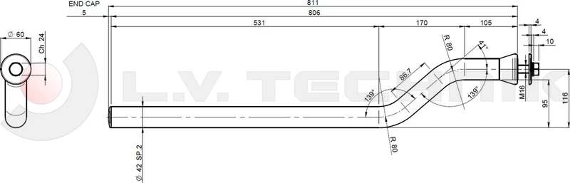 Mudguard support tube curved