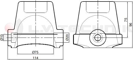 Tipper ball 75mm vertical socket