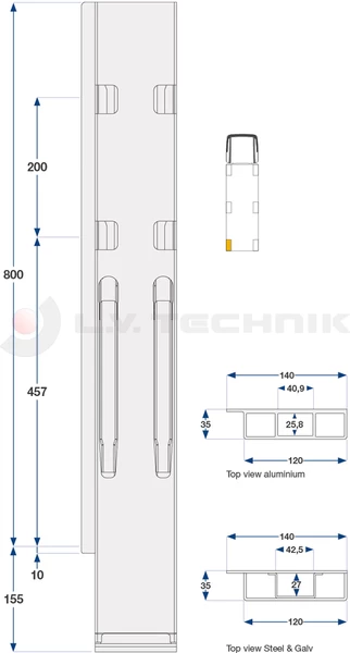 Kinnegrip rakonca K20 800 mm két záras hátsó bal