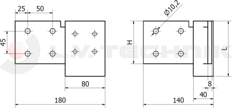 Corner element ALU 135/90 left