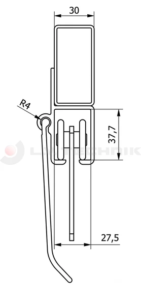 Guide rail with sealing groove 4800mm