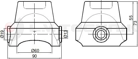 Tipper ball 60mm vertical socket