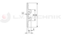Airline rail 3000mm (glueable)