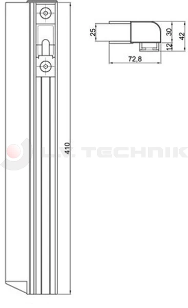 Pinned lock counterpart 400mm left