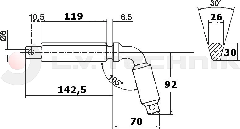 Tipper ball 100mm horizontal pin TIPO II