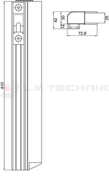 Zár 400mm csapos ellendarab IT jobb