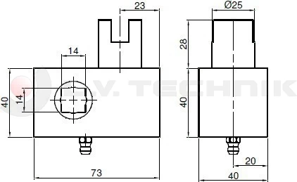Curtain tensioner 25mm cutted right