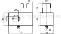 Curtain tensioner 25mm cutted right