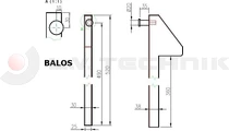 Sideboard head for tipper pillar long 400mm right