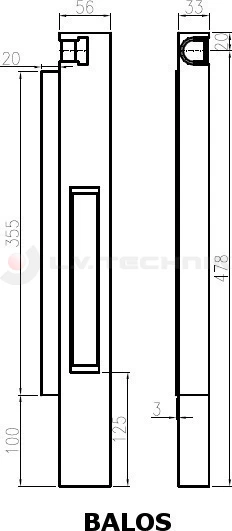 Tipper pillar front 400mm right