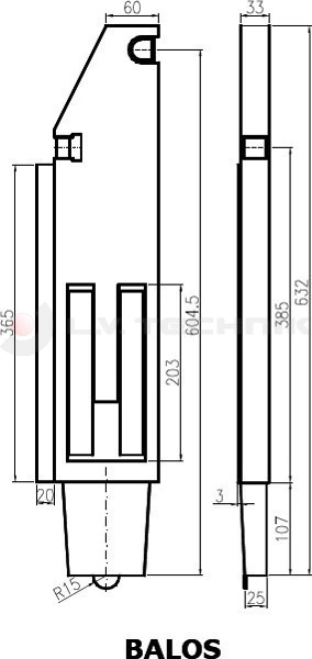 Tipper pillar 400/500 25mm rear right