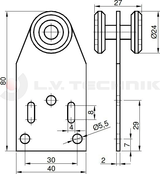 Roller 24mm long