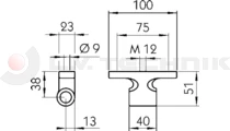 Hinge 6552 38mm M12 IT