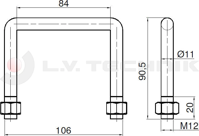 Rögzítő fül alapkeretbe U átm.11 mm köracél