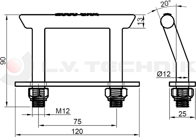 Lashing ring frame with plate 2000kg