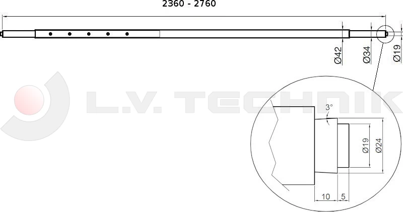 Cargo bar steel buffering 2085-2485mm 19mm