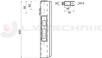 Zár 400mm csapos bal