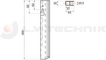 Zár 400mm csapos ellendarab jobb