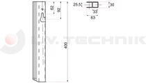 Zár 400mm csapos ellendarab bal