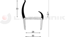 PVC rubber profile 30mm (grey) 3,2m
