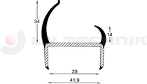 PVC rubber profile 40mm (grey) 2,7m