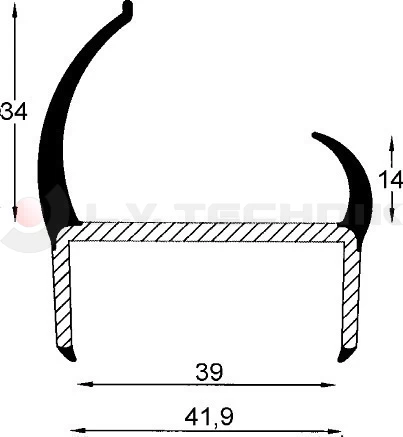 PVC rubber profile 40mm (grey) 3,2m