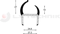 PVC rubber profile 25mm (grey) 3,2m