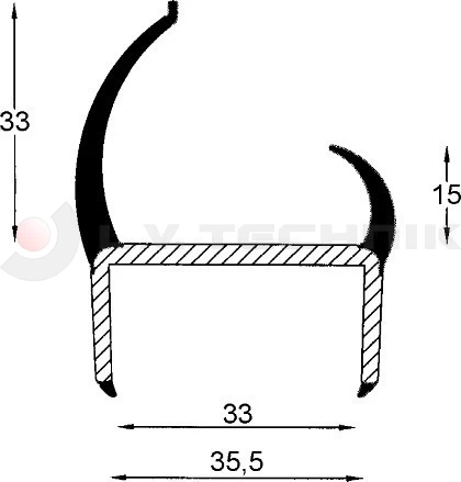 PVC rubber profile 35mm (grey) 3,2m